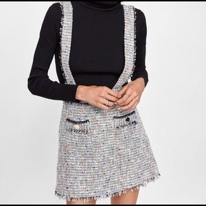 NWT Zara Tweed Mini Skirt with Suspenders